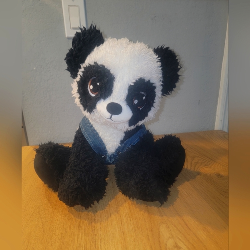 Build-A-Bear Workshop Black White Panda Teddy Bear Plush Stuffed SITTING